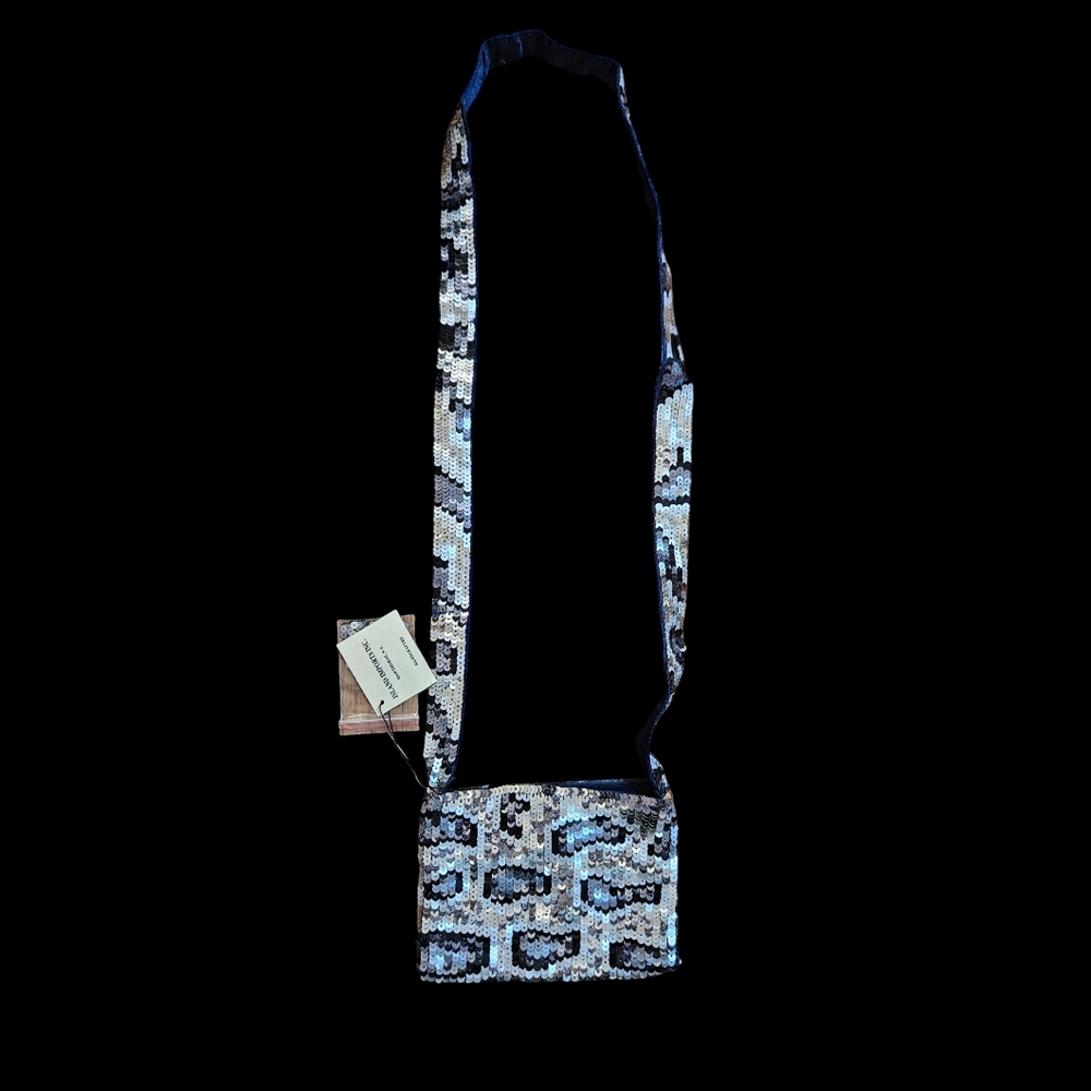 Christian Livingston Collection silver and blue Sequined handbag purse Bag, NWT